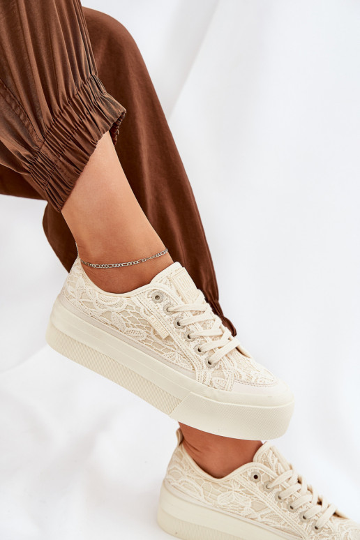 com motivos de renda Sapatos de lazer Big Star RR274746 bege