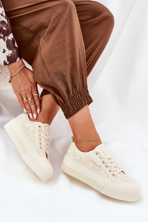 com motivos de renda Sapatos de lazer Big Star RR274746 bege