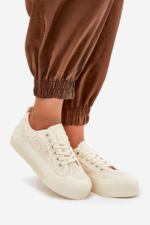 com motivos de renda Sapatos de lazer Big Star RR274746 bege