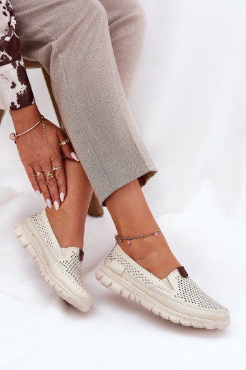 Bailarinas a céu aberto Feito de couro natural Vinceza 95336 bege