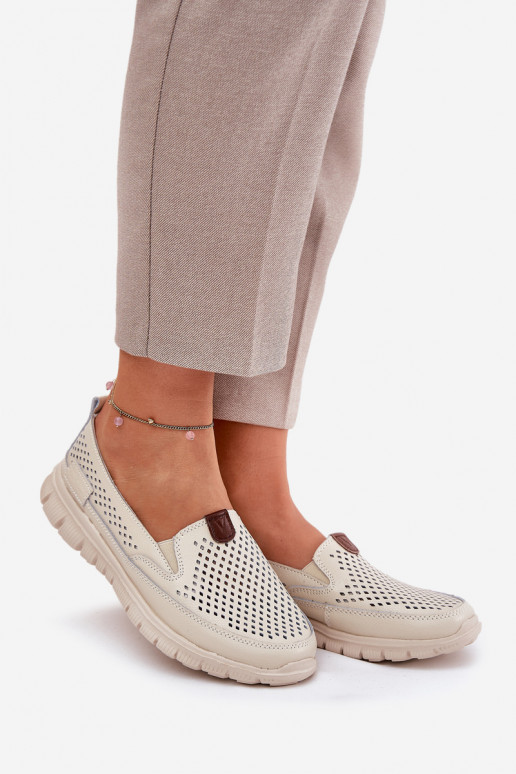 Bailarinas a céu aberto Feito de couro natural Vinceza 95336 bege