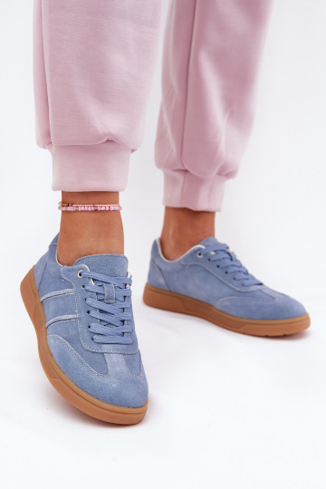 de camurça Baixo À modalo de tênis Feminino cor azul Paliana