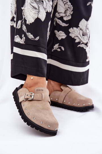 chinelos de camurça Tamancos Feminino com uma plataforma Big Star RR274A376 bege 2