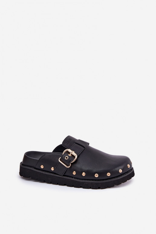 Chinelos de couro Tamancos Feminino com uma plataforma Big Star RR274A378 cor preta