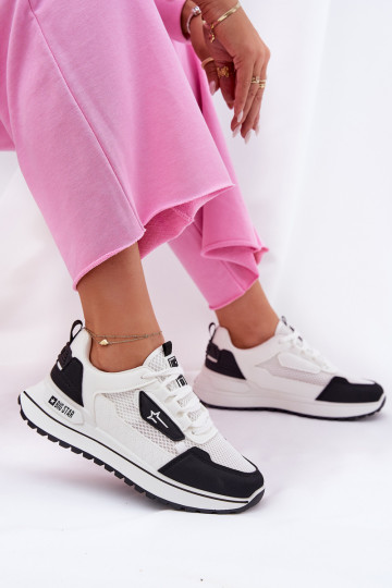 tênis Feminino com uma plataforma Big Star RR274A223 HI-POLY SYSTEM Branco-cor preta