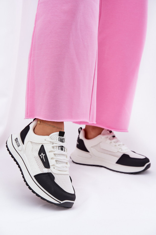 tênis Feminino com uma plataforma Big Star RR274A223 HI-POLY SYSTEM Branco-cor preta