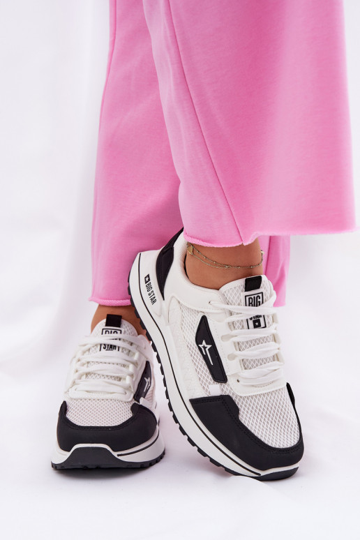 tênis Feminino com uma plataforma Big Star RR274A223 HI-POLY SYSTEM Branco-cor preta