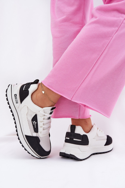 tênis Feminino com uma plataforma Big Star RR274A223 HI-POLY SYSTEM Branco-cor preta