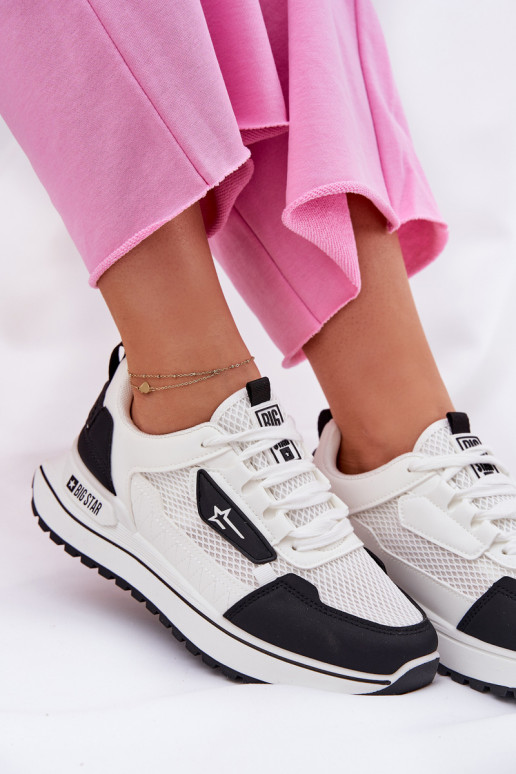 tênis Feminino com uma plataforma Big Star RR274A223 HI-POLY SYSTEM Branco-cor preta