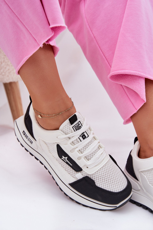 tênis Feminino com uma plataforma Big Star RR274A223 HI-POLY SYSTEM Branco-cor preta