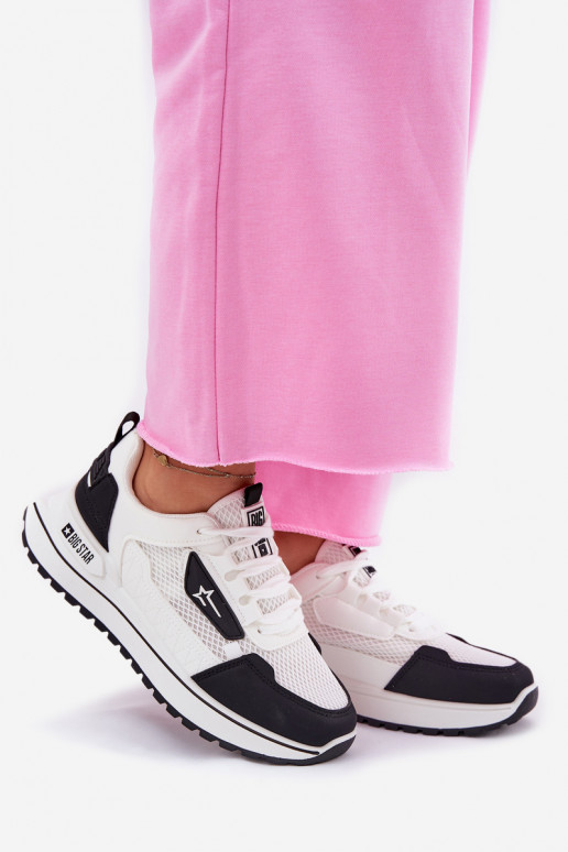 tênis Feminino com uma plataforma Big Star RR274A223 HI-POLY SYSTEM Branco-cor preta