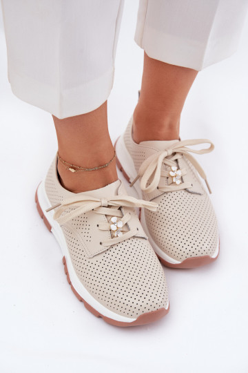 Botas de couro cor de areia femininas com fivela Artiker 54C1811