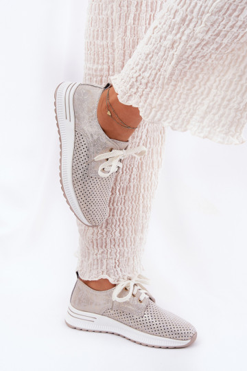 Pele  sapato Feminino com uma plataforma Artiker 56C2113 bege-cor dourada