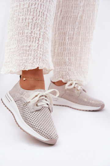 Pele  sapato Feminino com uma plataforma Artiker 56C2113 bege-cor dourada 2