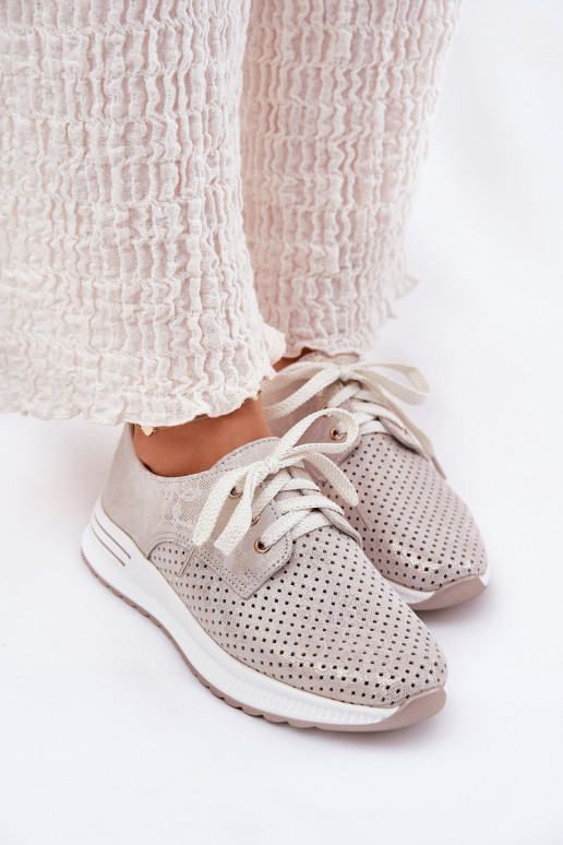 Pele  sapato Feminino com uma plataforma Artiker 56C2113 bege-cor dourada Pele  sapato Feminino com uma plataforma Artiker 56C2113 bege-cor dourada