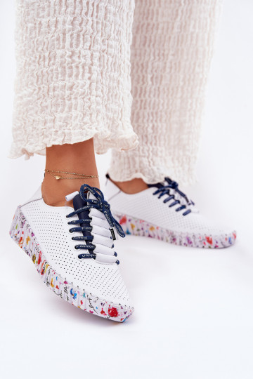 Pele sapato Habilitado Estampadoj Platformie Artiker 52C1713 Branco-azul escuro