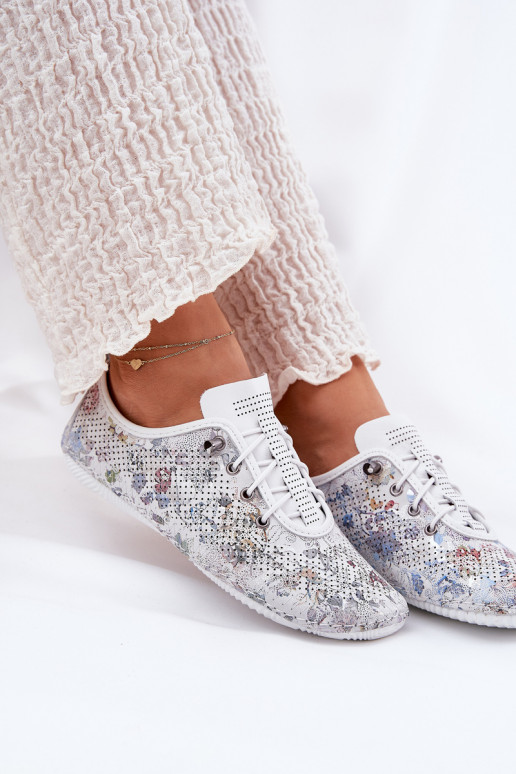 sapato Feminino Feito de couro natural Estampado Artiker 56C2688 cor branca sapato Feminino Feito de couro natural Estampado Artiker 56C2688 cor branca