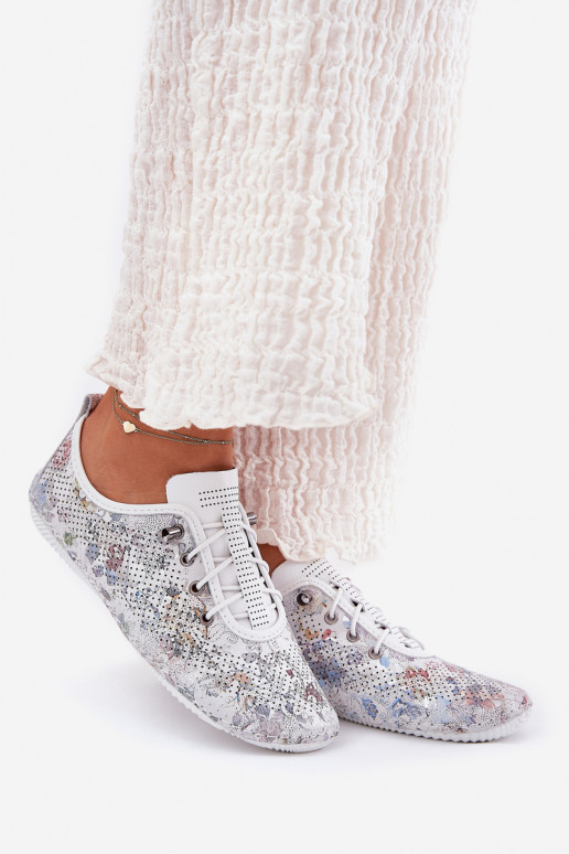 sapato Feminino Feito de couro natural Estampado Artiker 56C2688 cor branca sapato Feminino Feito de couro natural Estampado Artiker 56C2688 cor branca