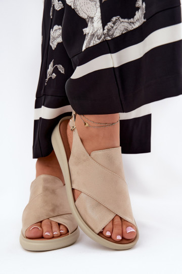 Sandálias femininas de couro ecológico cor dourada Tosmelia