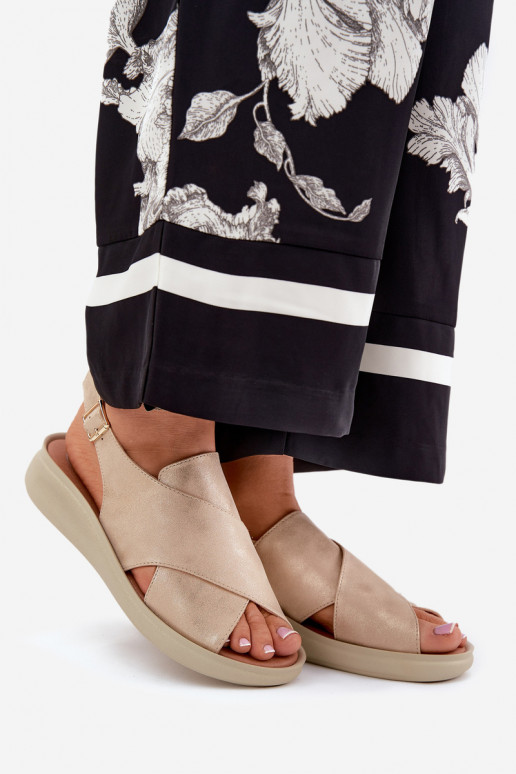 Sandálias femininas de couro ecológico cor dourada Tosmelia Sandálias femininas de couro ecológico cor dourada Tosmelia