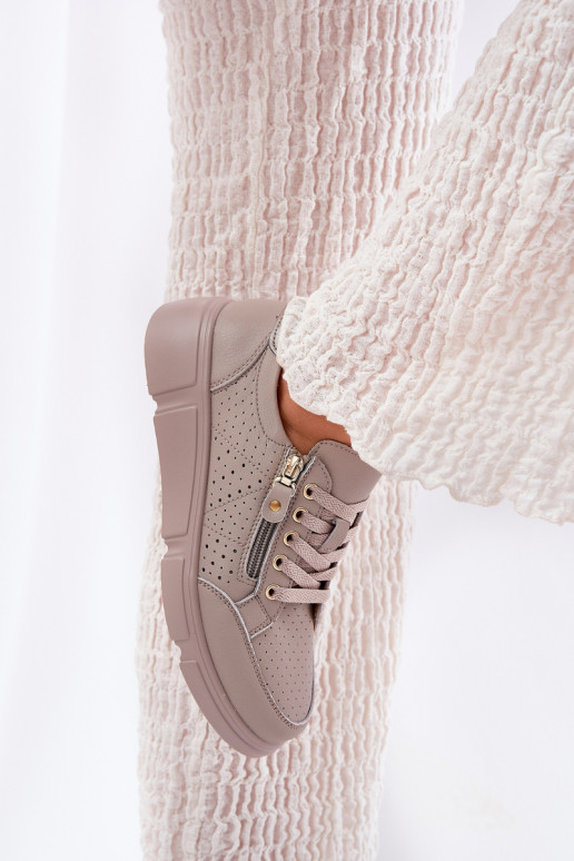 Pele tênis À modalo de tênis com uma plataforma com zíperes Vinceza 88019 bege Pele tênis À modalo de tênis com uma plataforma com zíperes Vinceza 88019 bege