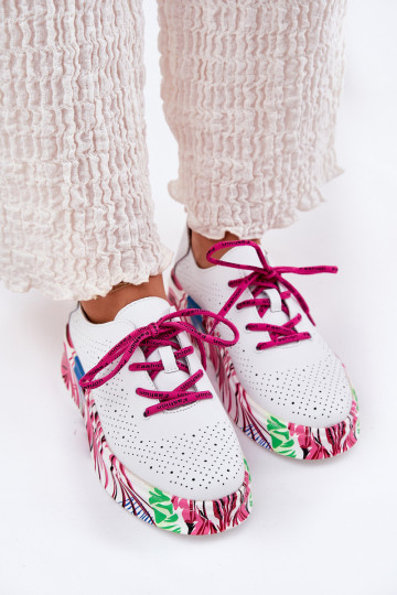 Pele À modalo de tênis Feminino Habilitado Estampadoj Platformie Vinceza 88017 cor branca