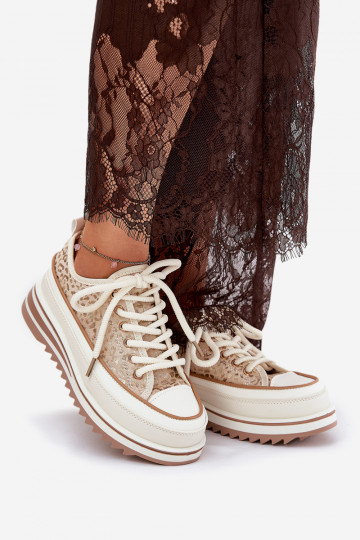 Sapatilhas casuais com plataforma S.Barski BF51-101 cor areia