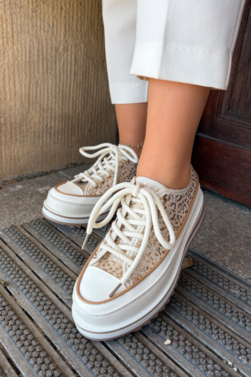 Sapatilhas casuais com plataforma S.Barski BF51-101 cor areia