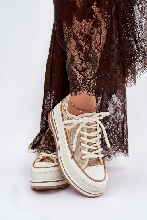 Sapatilhas casuais com plataforma S.Barski BF51-101 cor areia