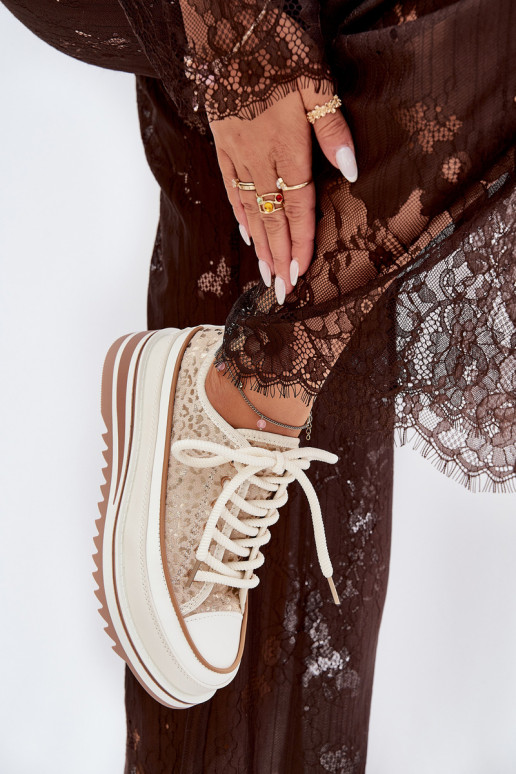 Sapatilhas casuais com plataforma S.Barski BF51-101 cor areia