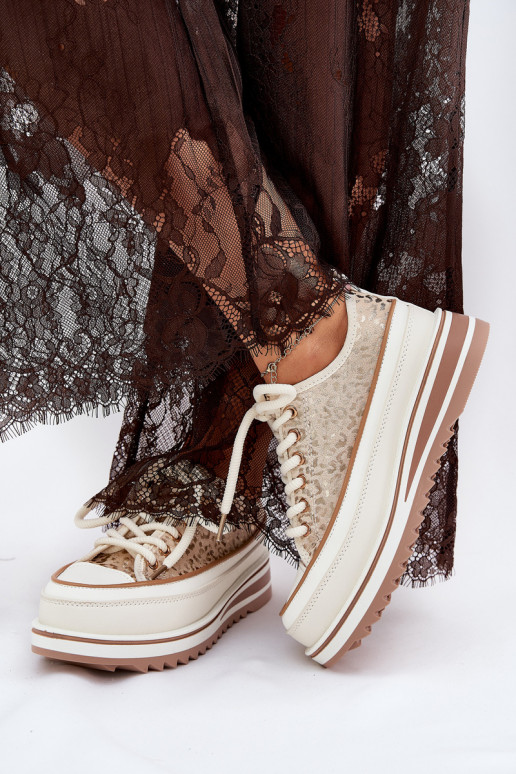 Sapatilhas casuais com plataforma S.Barski BF51-101 cor areia