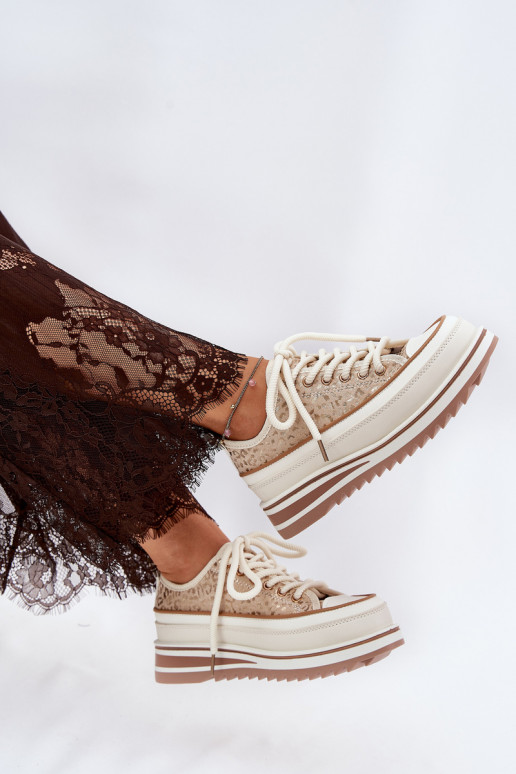 Sapatilhas casuais com plataforma S.Barski BF51-101 cor areia