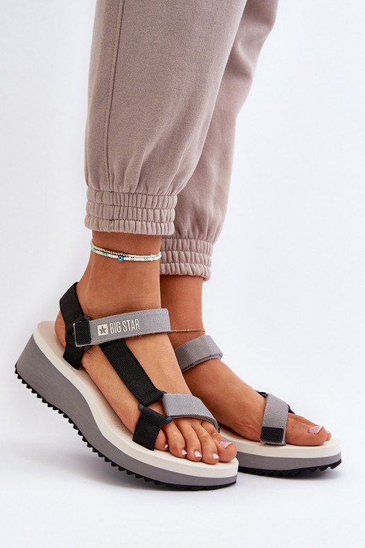 Sandálias femininas com uma plataforma I Koturnie Big Star NN274A054 cor cinza Sandálias femininas com uma plataforma I Koturnie Big Star NN274A054 cor cinza