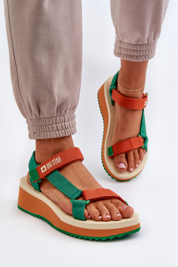 Sandálias femininas verdes e laranjas de plataforma Big Star NN274A053 2