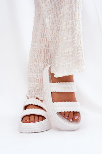 Chinelos leves  Chinelos femininos com uma plataforma S.Barski ZK51-001 cor branca