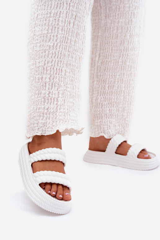 Chinelos leves  Chinelos femininos com uma plataforma S.Barski ZK51-001 cor branca