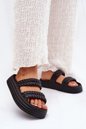 Chinelos leves  Chinelos femininos com uma plataforma S.Barski ZK51-001 cor preta