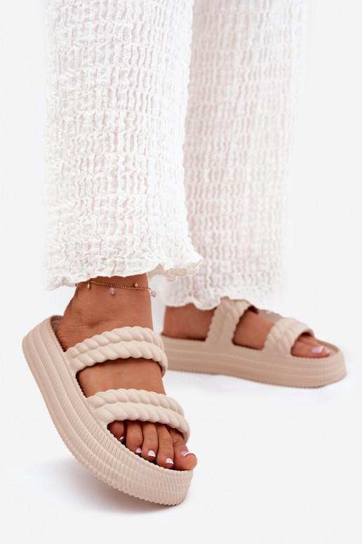 Chinelos leves  Chinelos femininos com uma plataforma S.Barski ZK51-001 bege