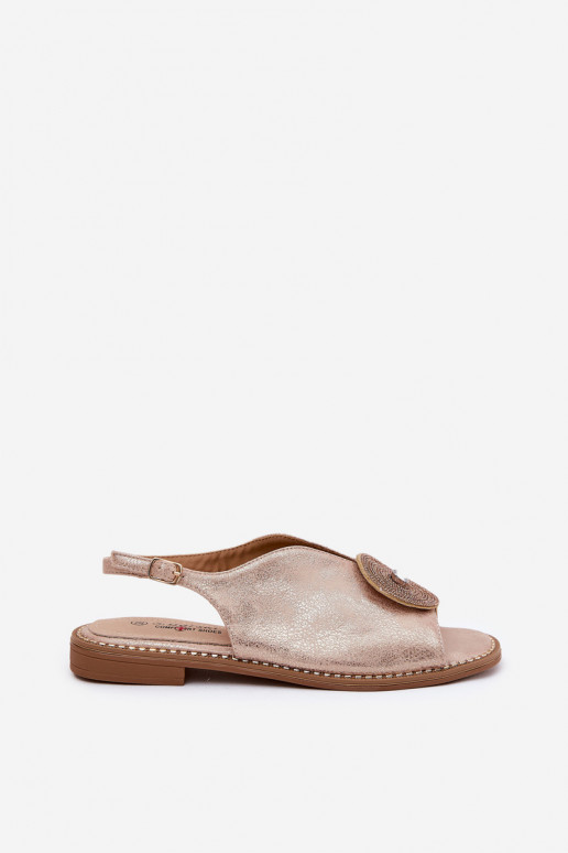 com brilho Sandálias femininas Ozdobnym Detalem S.Barski KV51-012 cor ouro rosa com brilho Sandálias femininas Ozdobnym Detalem S.Barski KV51-012 cor ouro rosa