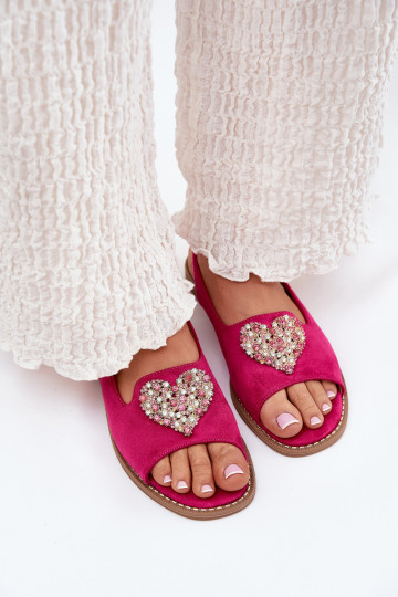Sandálias femininas rosas com decoração de coração S.Barski KV27-018