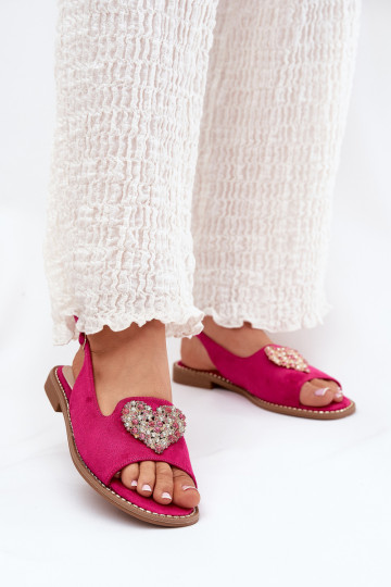 Sandálias femininas rosas com decoração de coração S.Barski KV27-018 2