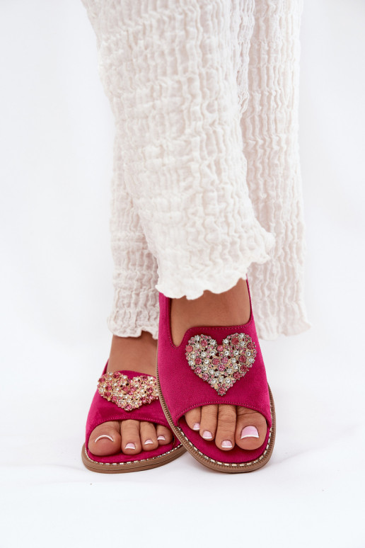 Sandálias femininas Com decorações com coraçõesm S.Barski KV27-018 cor rosa Sandálias femininas Com decorações com coraçõesm S.Barski KV27-018 cor rosa