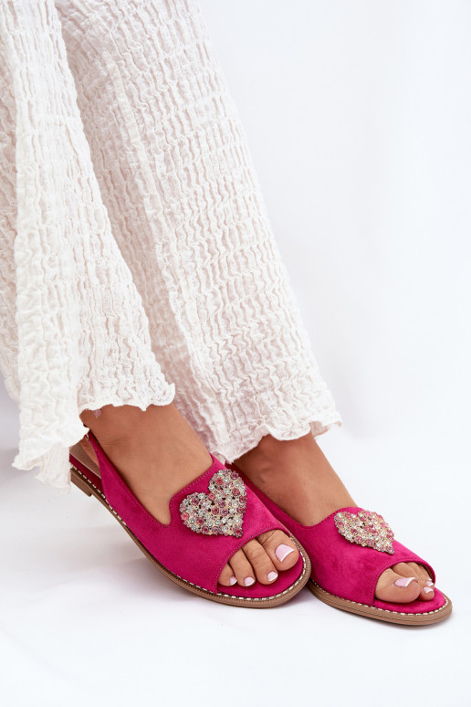 Sandálias femininas Com decorações com coraçõesm S.Barski KV27-018 cor rosa Sandálias femininas Com decorações com coraçõesm S.Barski KV27-018 cor rosa