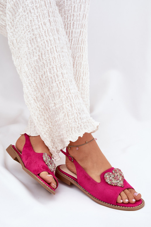 Sandálias femininas Com decorações com coraçõesm S.Barski KV27-018 cor rosa Sandálias femininas Com decorações com coraçõesm S.Barski KV27-018 cor rosa