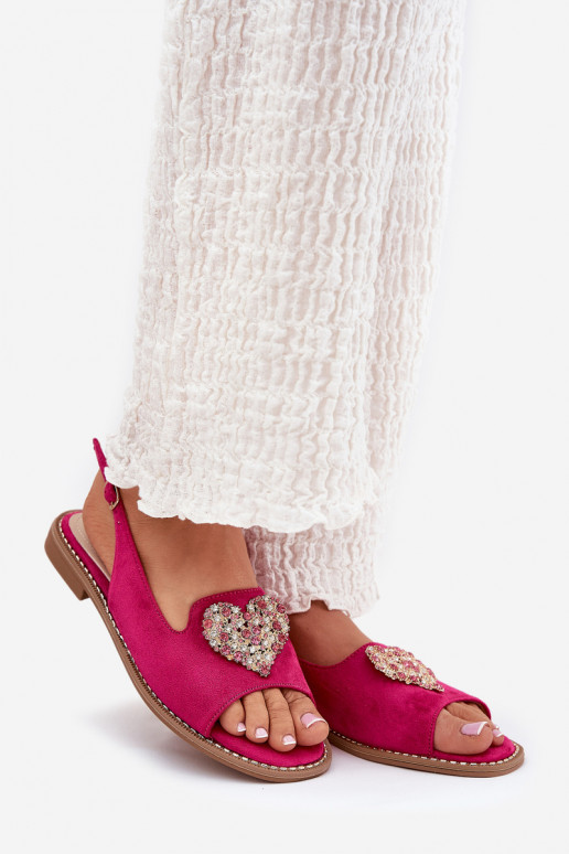 Sandálias femininas Com decorações com coraçõesm S.Barski KV27-018 cor rosa Sandálias femininas Com decorações com coraçõesm S.Barski KV27-018 cor rosa