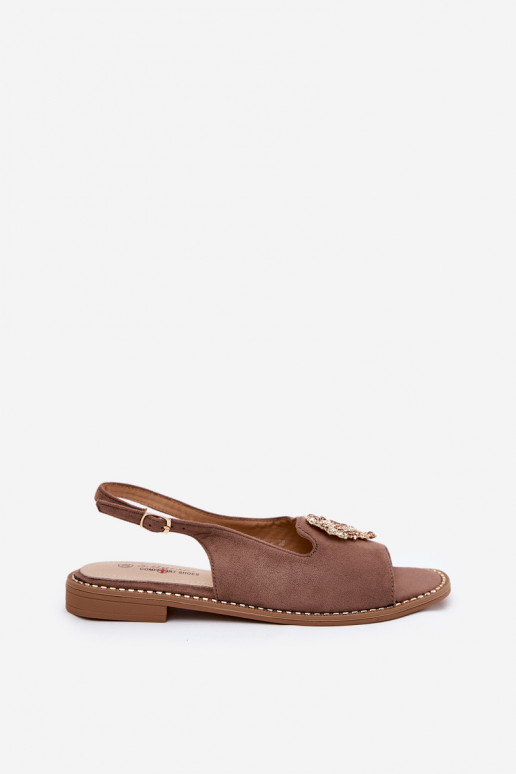 Sandálias femininas Com decorações com coraçõesm S.Barski KV27-018 bege Sandálias femininas Com decorações com coraçõesm S.Barski KV27-018 bege