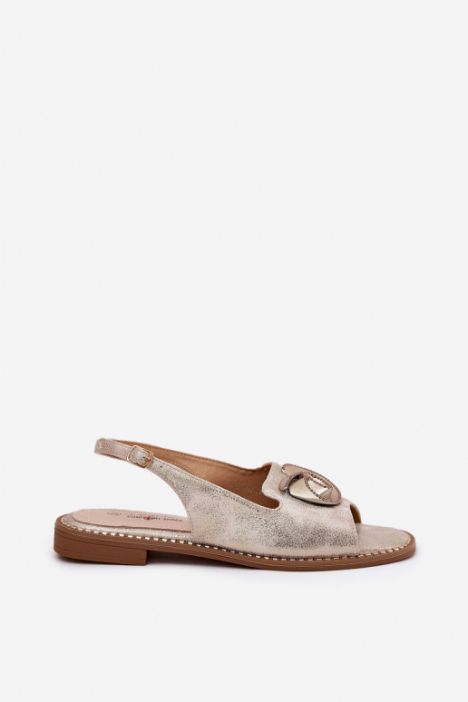 com brilho Sandálias femininas com enfeites S.Barski KV51-006 cor dourada com brilho Sandálias femininas com enfeites S.Barski KV51-006 cor dourada