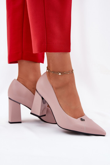 Sapatos elegantes com salto na cor rosa 2