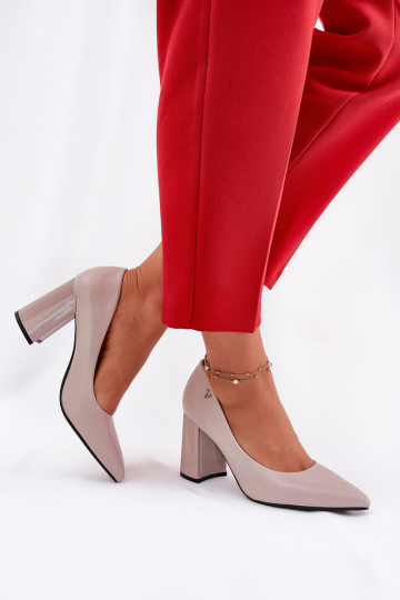 Sapatos elegantes com salto na cor cinza 2