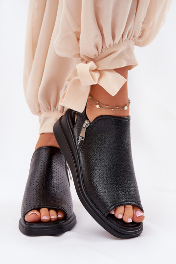 Sandálias femininas Em uma cunha cor preta Mevinette 2